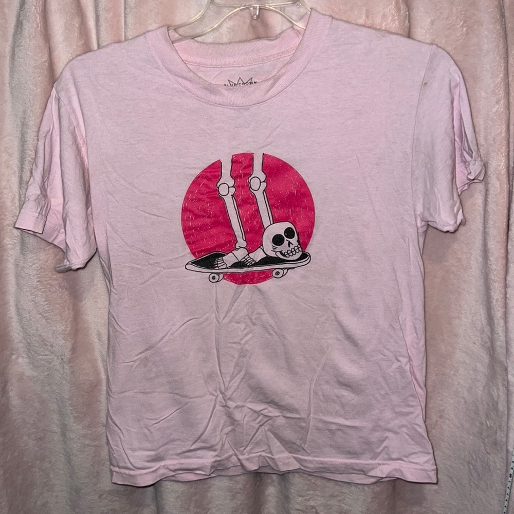 Pink Skull Skater T-Shirt | M